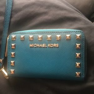 Michael Kors wallet teal and gold